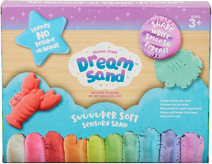 Chuckle & Roar Sensory Dream Sand Mega 10 Pack | Soft Squishy Sensory Play Sand, 10 Vibrant Colors, Gluten-Free, Mess-Free Creative Play for Kids Ages 3+