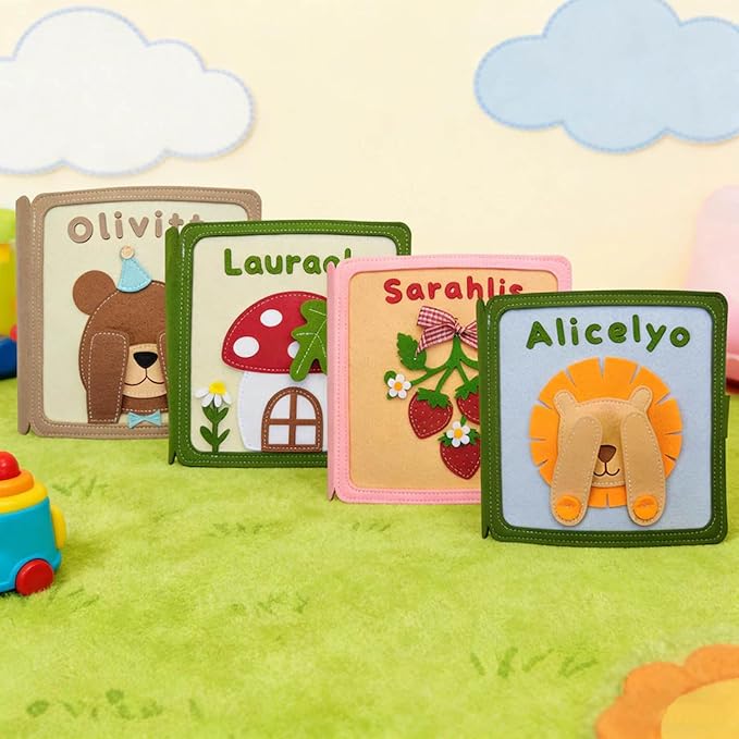Personalized Montessori Felt Busy Book for Toddlers 1-3, Custom Name Quiet Book, Preschool Learning Activity Book, Travel Toy for Kids Ages 2-6, Birthday Easter