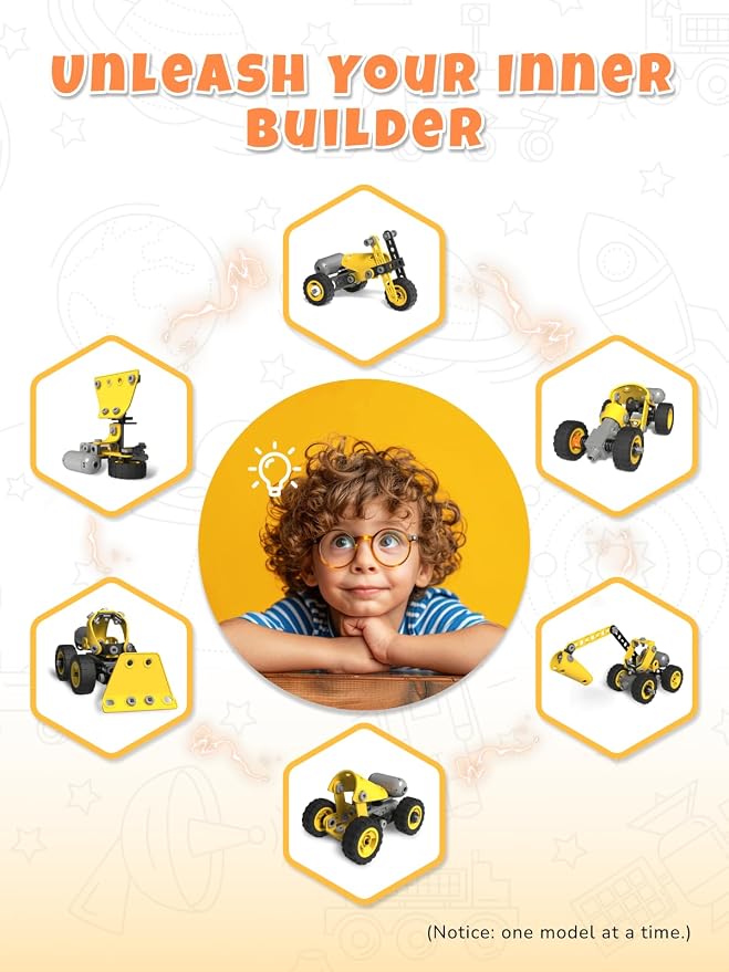 Veecafiodi 10 in 1 STEM Building Toys for Kids Ages 4-8, Educational Construction Engineering Building Kit for Boys Girls, Motorized Bulldozer Excavator Toy Set