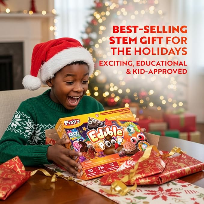 Playz Edible Poo Candy Making Kit for Kids Age 8-12 Years Old with 30+ Fun | Science Experiments, DIY Chemistry kit for kids Chocolate, Rock, Gummy, Slime candy maker, STEM Toys/gift for Girls and Boys