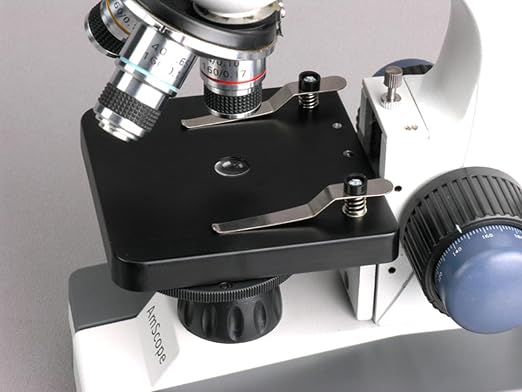 AmScope M150C-50WM-50P100S Compound Monocular Microscope, WF10x and WF25x | 40X-1000X Magnification Range Compound Biological Microscope Built-In LED Illumination Brightfield Imaging Built-In