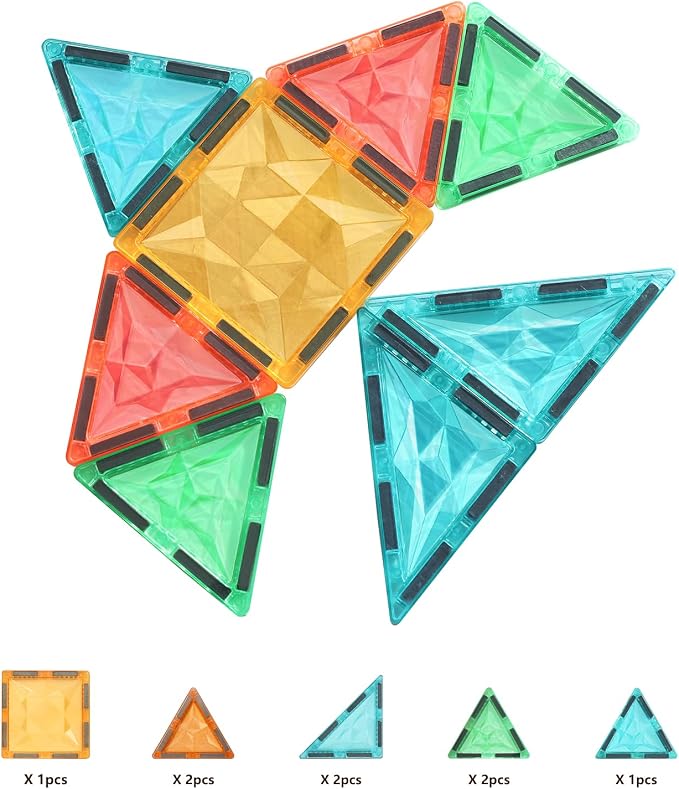 Magnetic Tiles with Playboard, STEM Building Blocks, 32-Piece | Encourages creativity, imaginative play, and early learning through hands-on exploration