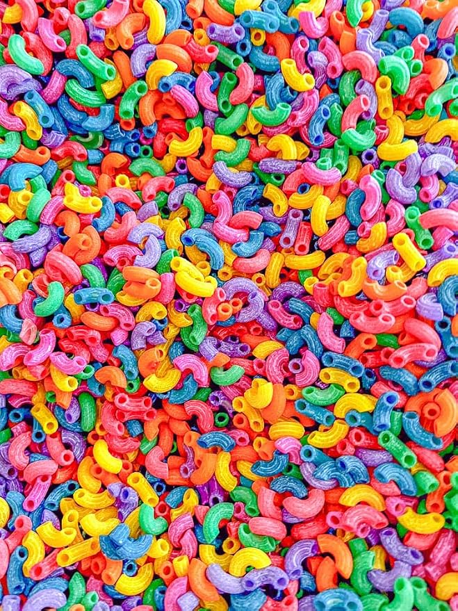 2 Cups of Rainbow Pasta Sensory Bin Filler for Sensory Table - Elbow Noodles