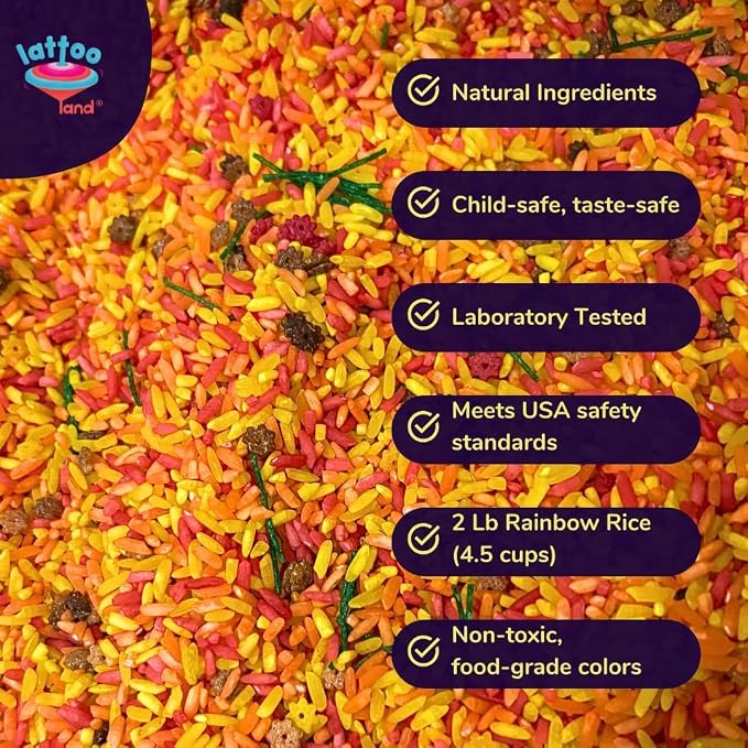 Lattooland Fall Themed Colorful Rice | Fall Sensory Bin Filler for Sensory Table | Seasonal | Autumn Theme Activity | Engaging Rice Mix for Kids | Thanksgiving Present & Toddler Gift | 18 Months +