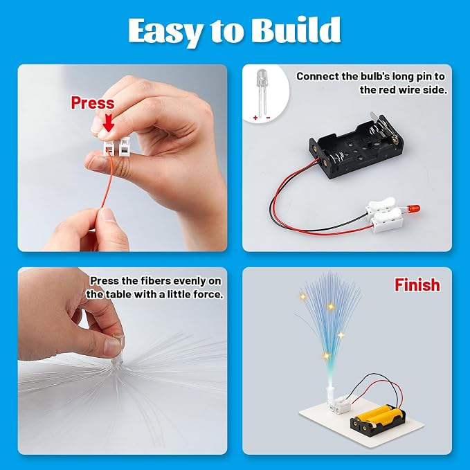 BeAndge Electric Circuit Kit for Kids 8-12, Science STEM Toys | 6 Set Fiber-optic Lamp & Bulb Circuit Projects, Circuit Board for Kids Classroom Experiments STEAM Activities