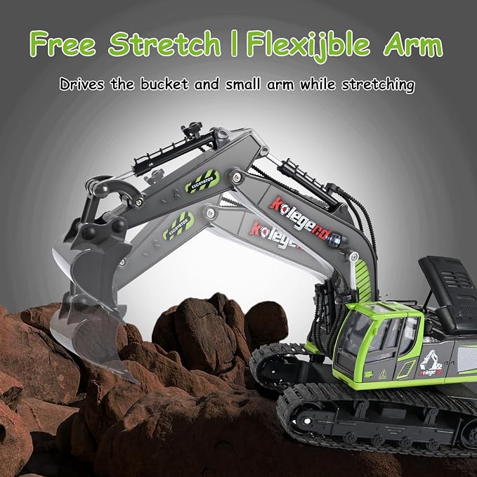 Remote Control Excavator Toy 16 Inch, 11 Channel RC Construction Vehicles Hydraulic Haulers Digger Toys Gift for 6 7 8 9 10 Years Old Kids Boys