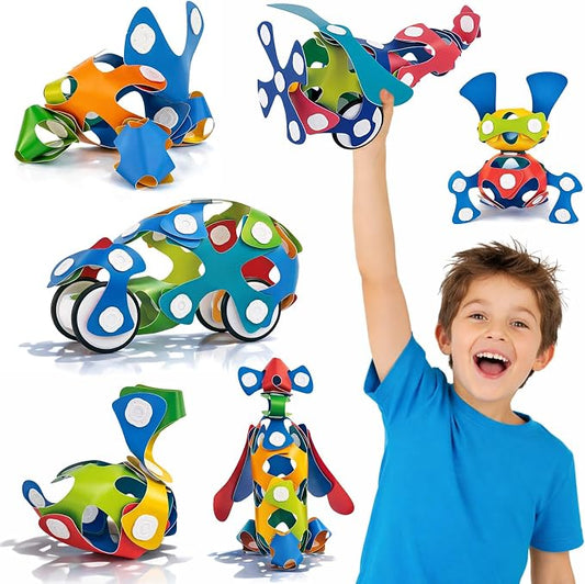 Flexible Building Blocks Set, Creative Construction Toys for Kids, Educational Fun for 3+ Years Old, Enhances Hand-Eye Coordination and Creativity