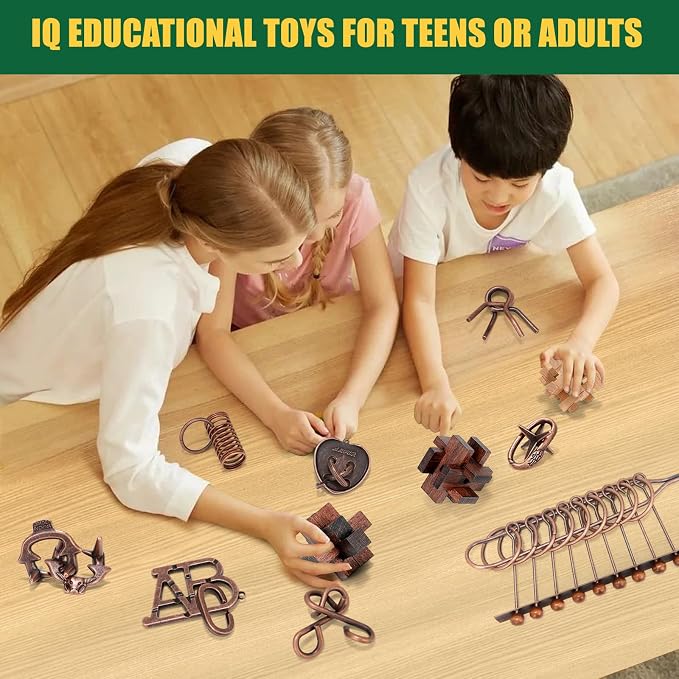 Mytothfy Brain Teaser Puzzles for Adults Teens Kids, 3D Puzzle Game Toys | 24 Pcs Metal & Wooden Unlock Interlocking Puzzle for Adults Teens, IQ Education Smart Toys, Train Family Games Party Favor