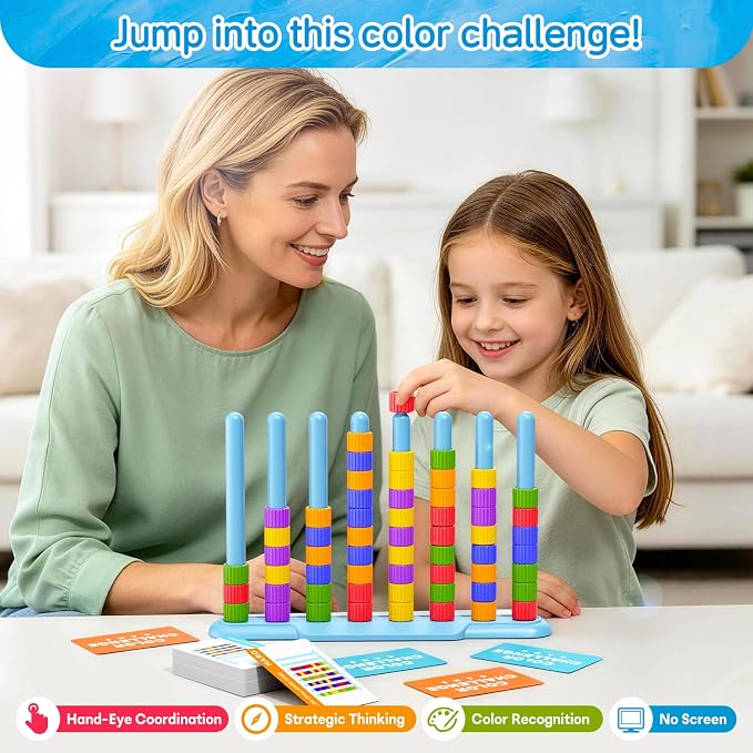 1 Pack Color Challenge Game, Solo Play Color Matching Puzzle Game, Fun Board Game for Kids 6-8-12, Adults, Party & Family Game Night, Birthday Christmas Party Gifts for Boys & Girls