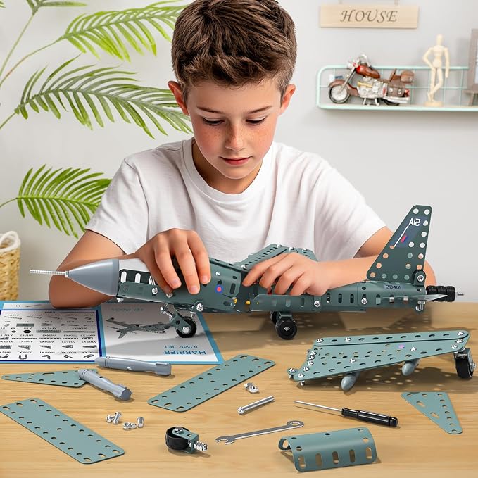 Model Airplane STEM Building Projects Toys - DIY Building STEM Projects Toys for Kids Boys Girls Ages 8-12-16, Assembly Science Kit Model Plane Birthday Gift Toy for Kids Boys 8 9 10 11 12 Years Old