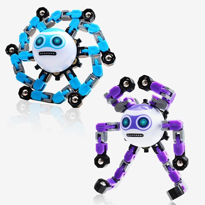 2 PCS Travel Toys Transformable Fidget Spinners Toys for Kids and Adults Sensory Toy for Boys Teens Stress Relief Autism ADHD Cool Road Trip Travel Essential Birthdays Gifts for Party Favors