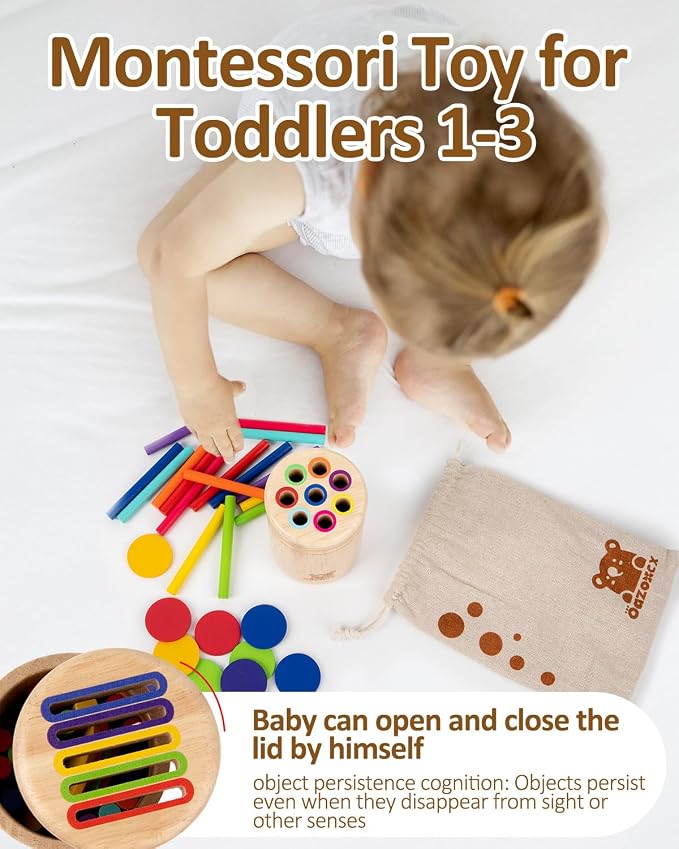 Wooden Learning Color Sorting Toys for Toddlers Sensory Sorting Coin Box Toys for Toddlers 1-3 Fine Motor Skills and Matching Games for Toddler Learning Toys