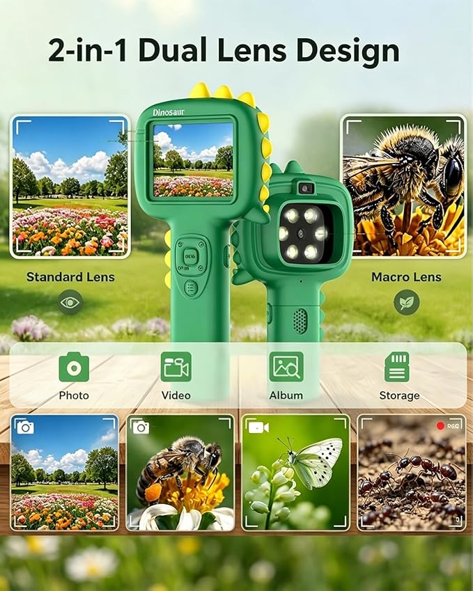 Microscope Camera for Kids Gifts Toys- Handheld Pocket Microscope Autofocus | 2.4" Screen Mini Digital Educational Science Kit for Christmas Birthday for Age 3-5 5-7 8-12 Girls Boys(Green)