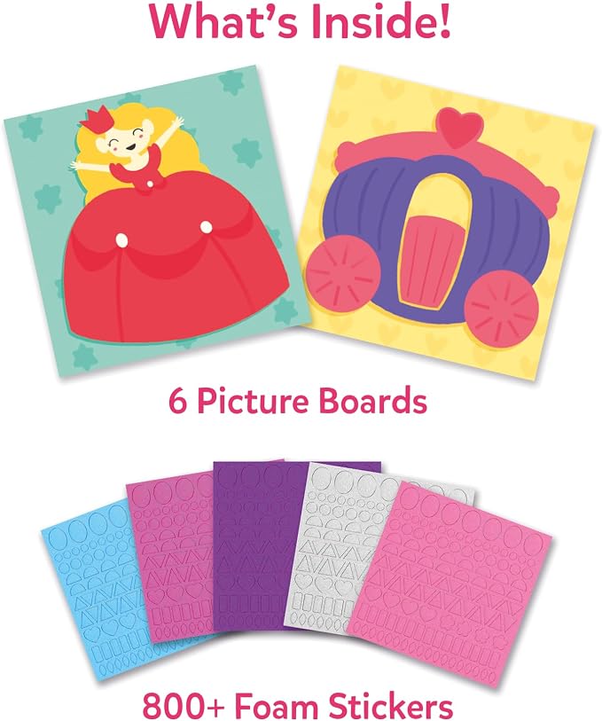 Skillmatics Fun with Foam Craft Kit – Unicorn & Princesses, Gift for Kids | 3D Foam Stickers, Travel Toy, Mess-Free Fun for Girls & Boys, DIY Felt Craft Kits for Ages 3, 4, 5, 6, 7