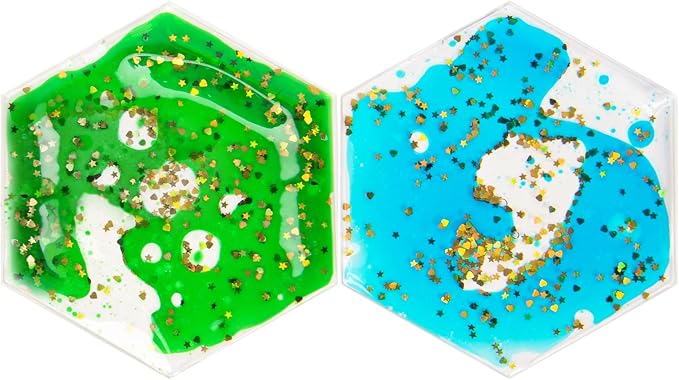 LONGKING 2-Pack Hexagon Liquid Tiles for Kids, Soft Gel Liquid Sensory Toys for Autistic Children, Sensory Mats, Sensory Toys for Toddlers 3-4 | Sensory floor tiles, soft liquid gel, color movement play mat, playroom classroom daycare, 2-pack