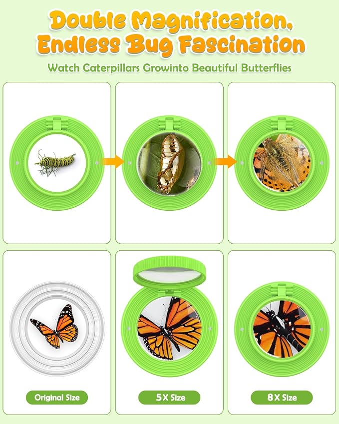 Bug Catcher for Kids,Kids Microscope,3-in-1 Insect Catching Kit for Kid | 2MP Camera Screen STEM Learning Toy,500x Magnification Insect Viewer Nature Exploration Outdoor Educational Gift for Boy Girl