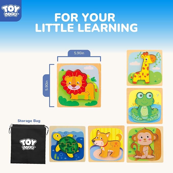 TOY Life Wooden Puzzles for Toddlers 2-4, Montessori Toys for 1 2 3 Year Old Boys Girls, Animals Puzzles Educational Learning Toys 2 Year Old, Birthdays Gifts Toy for 2 Year Old Girl Boy