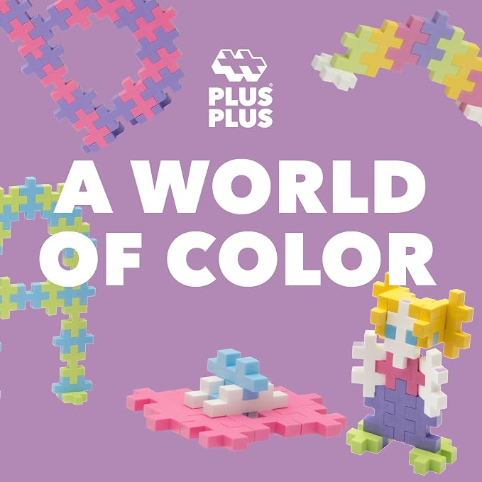 PLUS PLUS Big 100 Piece Pastel - Large Building Blocks for Toddlers | Quiet Stem Toys for Toddlers, Prek Classroom Essentials, Waffle Blocks Jumbo, Stem Bins for Classroom, Sensory Bins