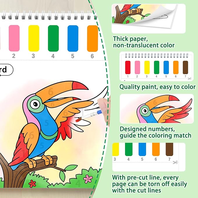 SOCOLER Paint with Water Coloring Books for Toddlers,Animal Theme Mess Free Watercolor Painting Papers for Kids Water Color Paint Kit Art Craft Gift for Ages 1-3, 4-8