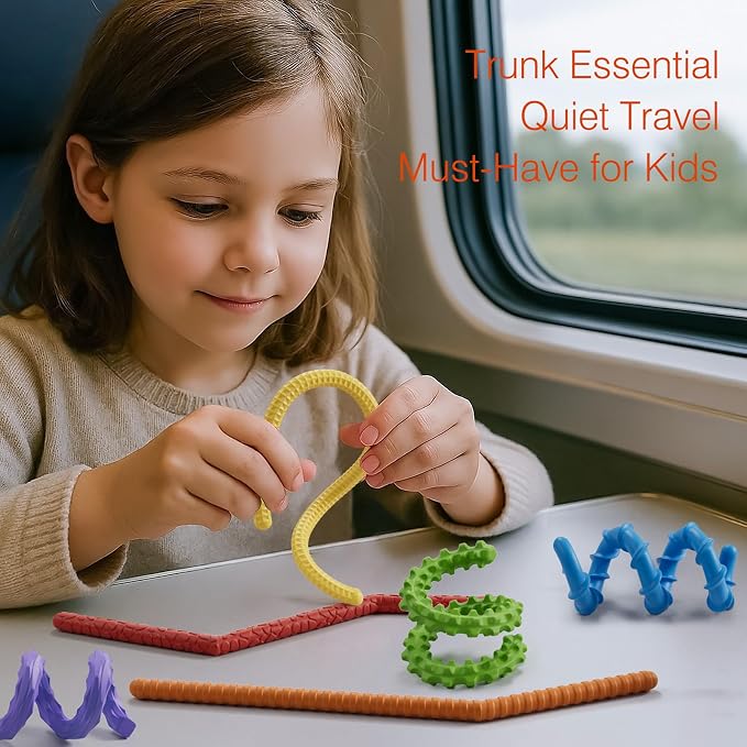Flexible Sensory Fidget Sticks for Kids,12PCS Sensory Fidget Toys for Stress Anxiety Autistic ADHD,Calm Down Travel Airplane Essentials Toys,Stuffers Gifts for Teens Boys Girls