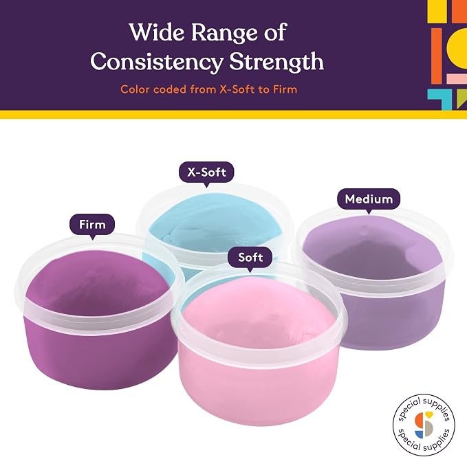 Special Supplies Therapy Putty for Kids and Adults - Resistive Hand Exercise Stress Relief Therapy Putty Kit, Set of 4 Strengths, Three Ounces of Each Putty