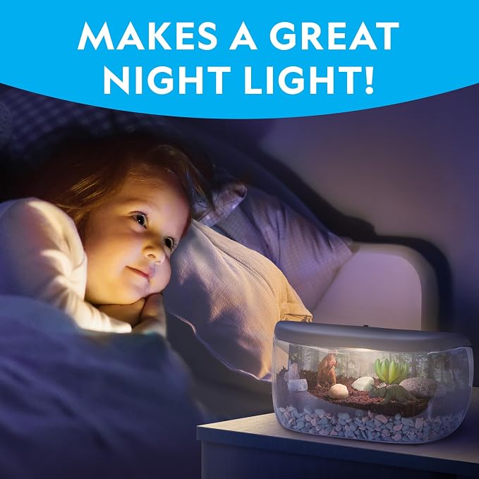 National Geographic Light-Up Dinosaur Terrarium Kit for Kids Ages 6+ | Real Plants and Gemstones, Night Light, Dino Habitat, DIY Science Activity, Dinosaur Toys, Birthday Gift
