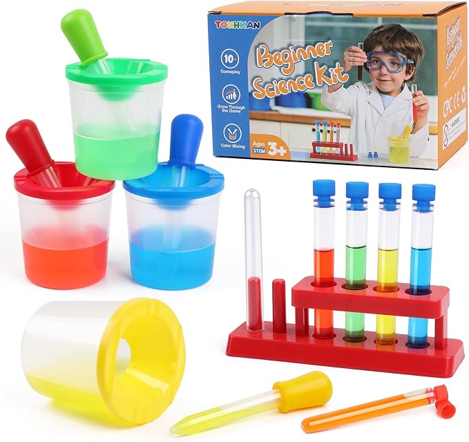 Color Science Test Tubes Droppers for Kids Liquids Pipettes Dropper | Droppers for Liquids Pipettes for Kids Plastic Pipettes Test Tubes with Caps Science Kits Science Experiments for Kids 4-6