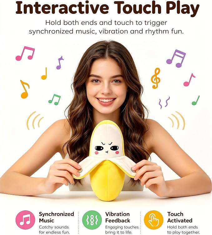 Musical Sensory Plush Toys,Touch Interactive Fruit Doll with Sounds | Magic Touch Soft Banana music toy, Dual Play Modes Educational Baby Toy, Parent-Child Birthday & Christmas Gift for Kids
