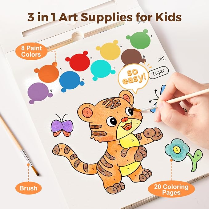 Jar Melo Paint with Water Books for Toddlers, Animals | Mess-Free Watercolor Painting Activity for Kids Ages 3-5 4-8, Arts Crafts Coloring Travel Toy with Brush for Boys and Girls