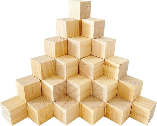 MUXGOA 1-1/2 inch Unfinished Wooden Cubes,Pack of 40 Wood Square Blocks, Wood Blocks for Crafting Making & DIY Projects & Decor