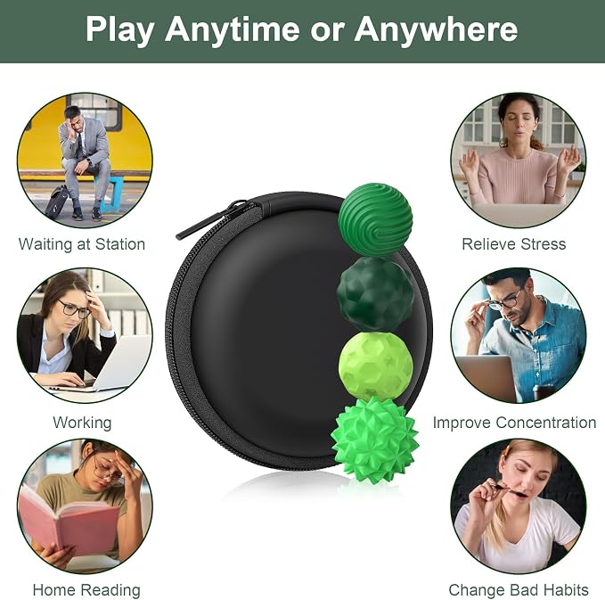 BUSOHA Silicone Magnetic Fidget Balls - 4 Pack Fidget Toys for Adult | Four Unique Textures Sensory Support,Quiet and Silent Stress Relief,Lightweight,Office,Travel,Autism,Anxiety,ADHD