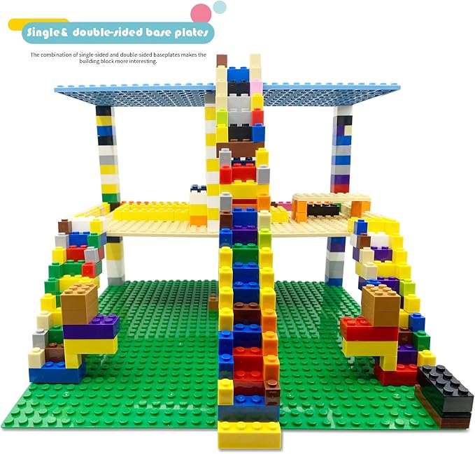 Classic Base Plates Compatible with Bricks & Baseplates, 10"x 10" and 10"x 5" Building Base Combo Set, Thick Boards Base Plates Can Be Used to Build Double Layer Buildings - 3pcs