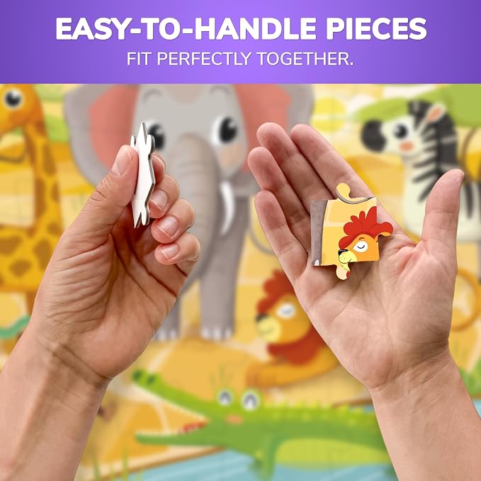 QUOKKA Puzzles for Kids Ages 3-5 - 30 Pieces Puzzles for Toddlers 2-4 - Africa Animals Learning Jigsaw Puzzles for Kids 4-6 Years Old - Educational Toys for Boy and Girl