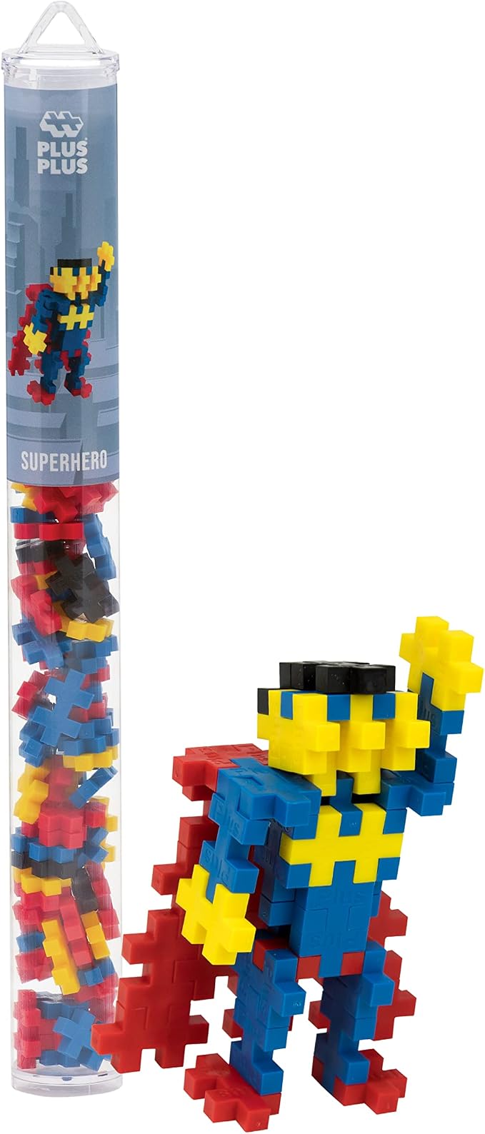 PLUS PLUS Superhero Tube - 3D Figure Building Blocks Set | Superman Building Toys, Gifts for Boys & Girls, Waffle Blocks, Kid Airplane Activities, Christmas Stocking Stuffers for Kids