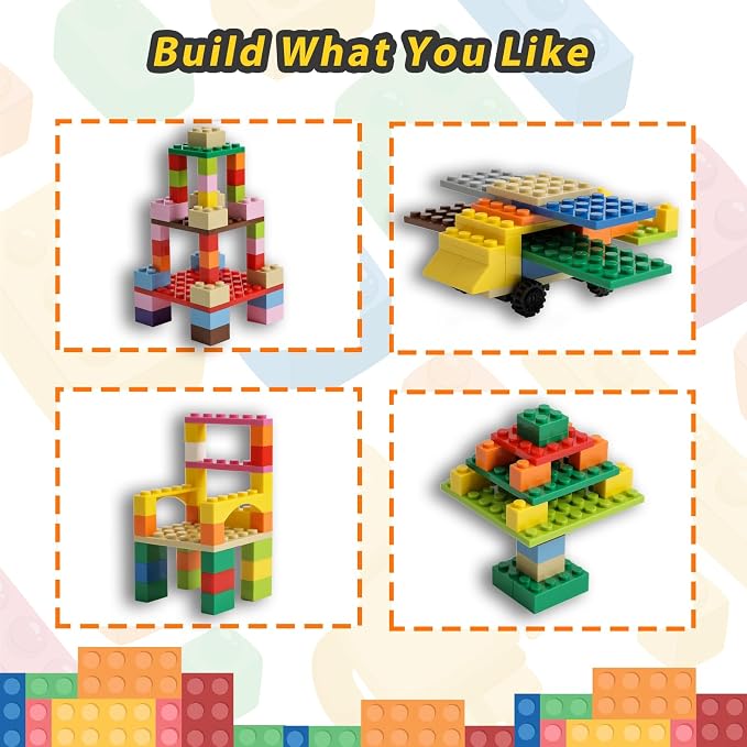 HUIZDQ 150 Pieces Classic Building Baseplate, 12 Sizes Small Base Plates | Compatible with All Major Brands Building Blocks, 12 Colors