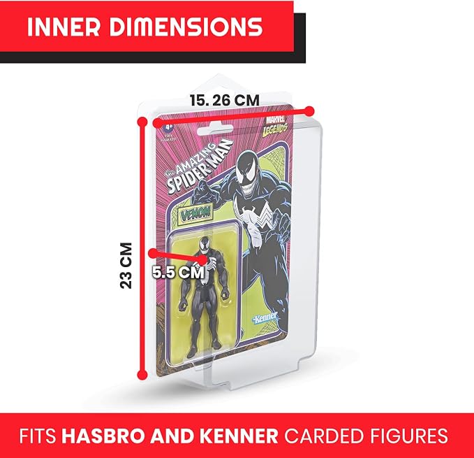 EVORETRO Action Figure Display Case for 3.75 in Carded Toy Figures Such as Star Wars, Marvel Legends, Motu, GI Joe, Durable Plastic Retro Blister Protective Cases