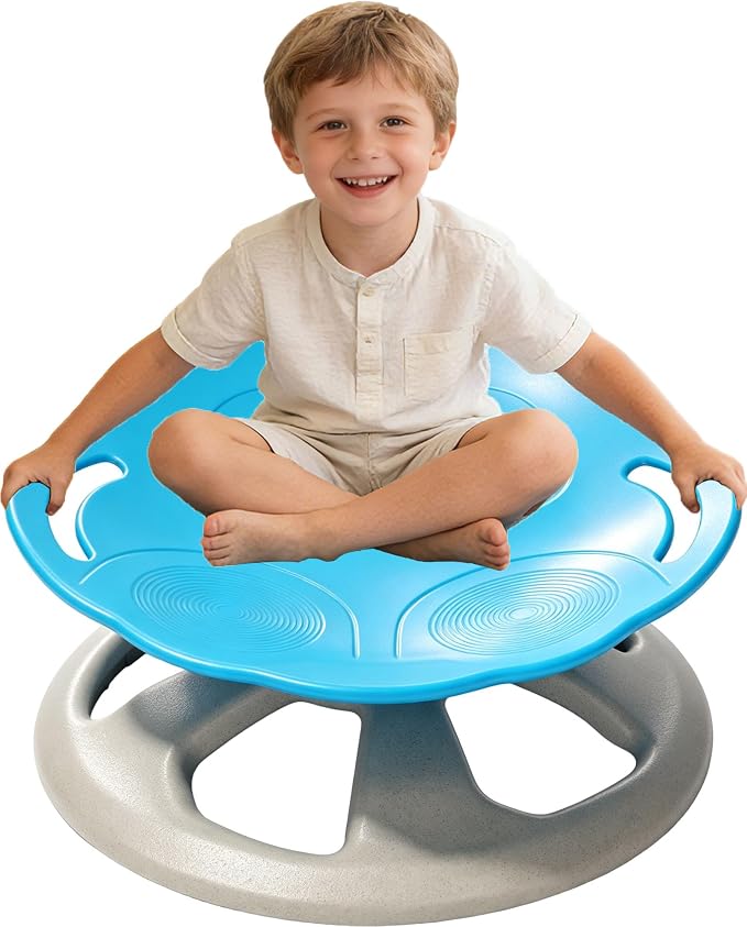 FERUERW Spinning Chair for Autistic Kids with Handle, Sensory Products | Sensory Toy Gifts for Children with ADHD/Autism, 220LBS Weight Capacity, Training Body Coordination, 3+ Years (Blue)