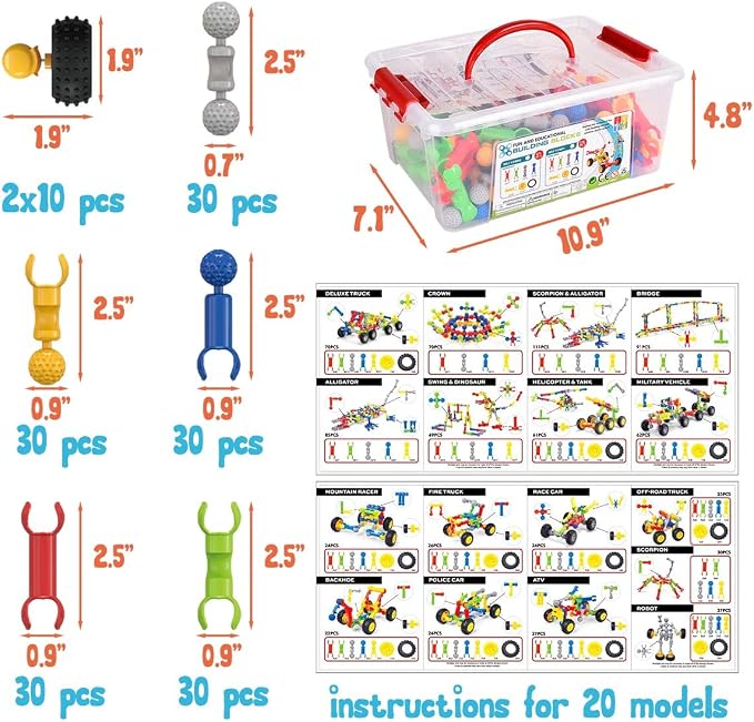 SHUNLAM Building Blocks for Kids, 170 Pcs STEM Toys for Boys and Girls, Safe and Creative Toy for Age 3+, Educational Activities (170 PCS)