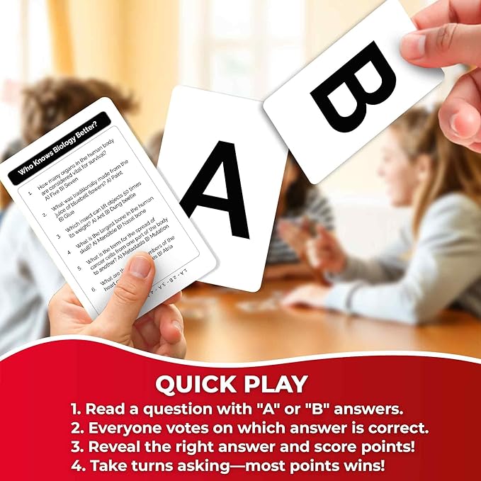 Quokka Card Games for Kids 8-12 - Board Family Games for Kids and Adults | Biology Trivia Cards for Family Game Night - Who Knows Biology Better 500+ Questions - Fun Card Game for Families and Teen