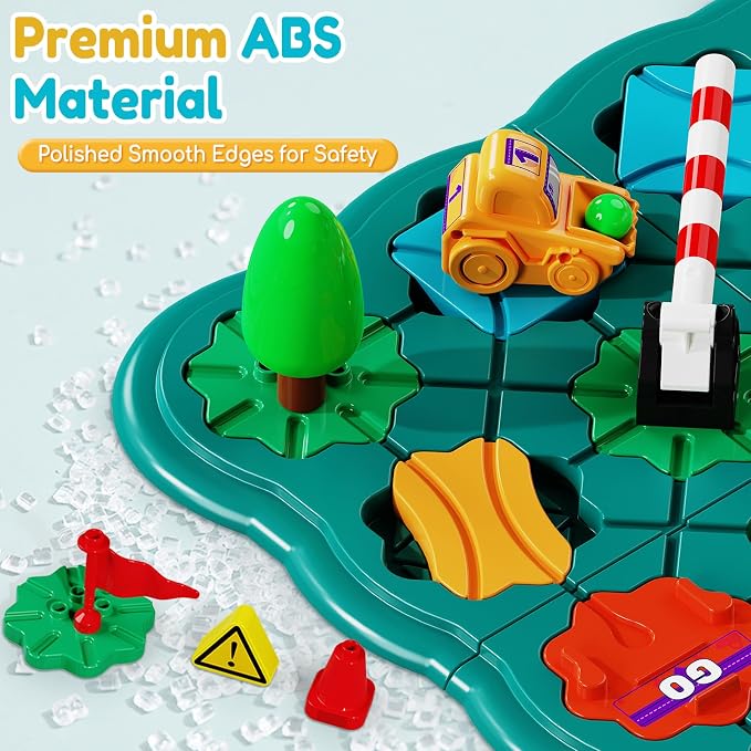 STEM Board Games Kids Toys, Maze Brain Teaser Puzzles Learning Games, Logic Road Track Building Blocks Educational Montessori Preschool Birthday Boys Girls Gifts for Kids Ages 3 4 5 6 7 8 Year Old
