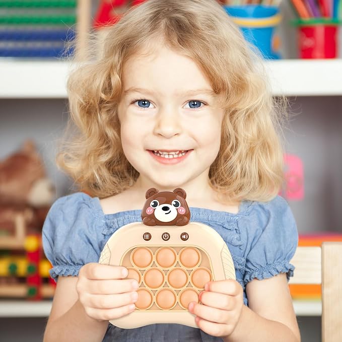 Intoypad Pop The Target! Handheld Speed Push Fidget Game Machine Bear | A Fun Multiplayer Game Sensory Fidget ADHD Autism Toys Birthday Gifts for 6 7 8 9 10 11 12 Years Old Kids Road Trip Car Games