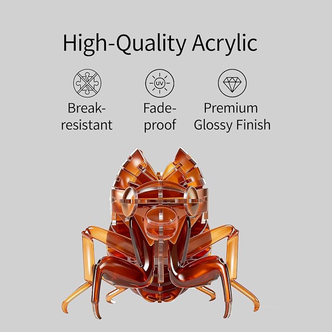 3D Acrylic Insect Puzzle DIY Bug Model Kit Animal STEM Gift | Building Kits Crafts Figurine Sculpture Nature Decoration Educational Display Toys for Kids Teens and Adults (Cicada Exuviae)