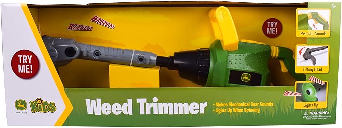 John Deere Power Tools Weed Trimmer - Construction Tool Toy with Lights and Sounds | Realistic Pretend Play Set for Kids 5+ - Sunny Days Entertainment