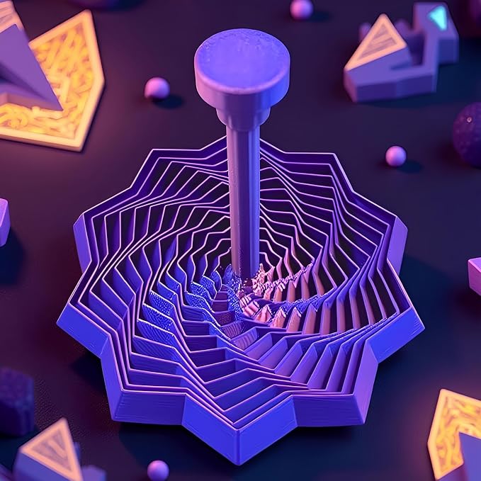 3D Printed Expanded Sensory Fidget Star - 2025 Sensory Fidget Star with Handle, Multi-Colored Whirling Spiral 3D Fidget Toy, Multiple Ways to Play for Adult Relieving Stress (Sliver,4.3in)