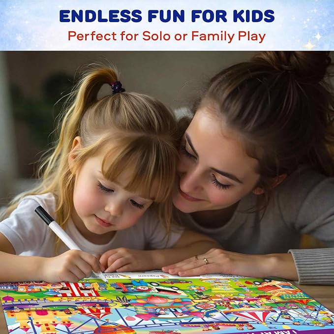 Busy Book for Toddlers 3-5 - Reusable Dry Erase Workbooks for Kids 4-6 | Places I Visit Search and Find Activity Book with Markers - Workbook for Travel and Quiet Time Learning