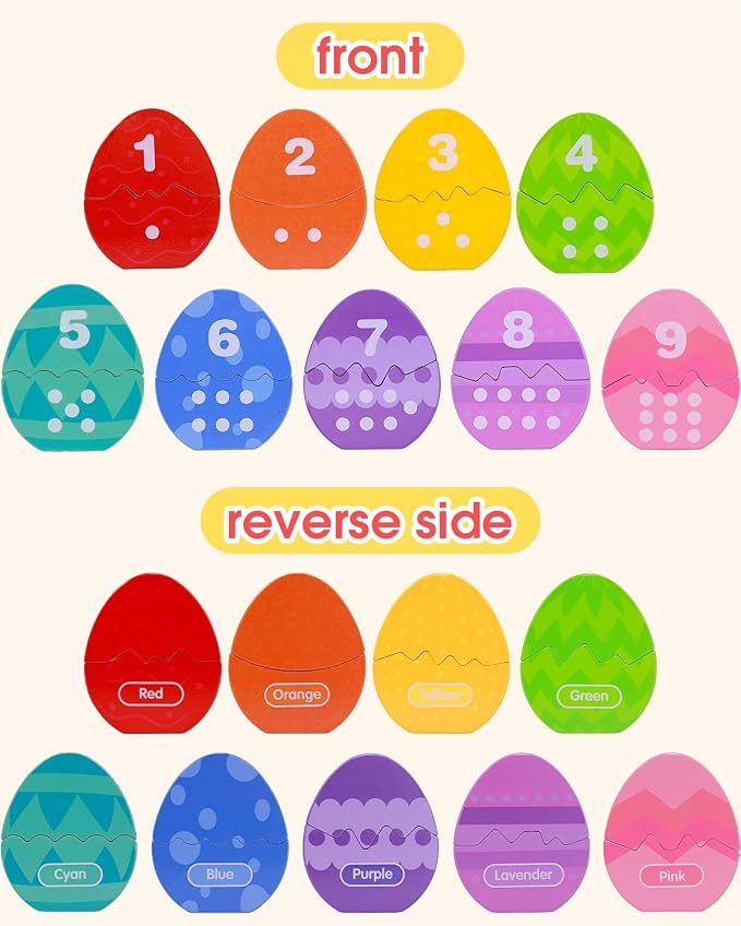 Montessori Learning Toys for Toddlers, Wooden Number Counting Dinosaur Toys | toddler educational toys, color recognition & number counting, fine motor sorting toy, Christmas birthday Gift for boys girls