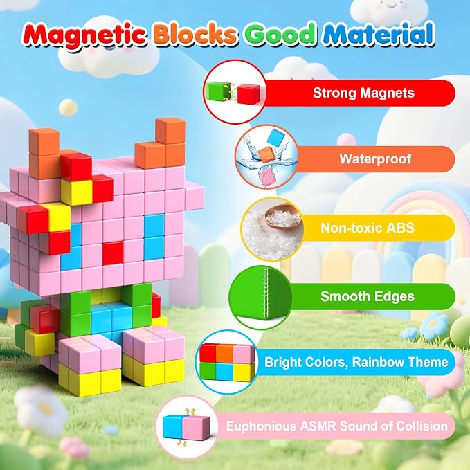 Magnetic Blocks, 30 PCS Brightly Colored Magnetic Building Tubes, Preschool Classroom Must Haves Magnetic Sensory Autism Toys, STEM Kids Boys Girls Gifts for 3+ Year Old