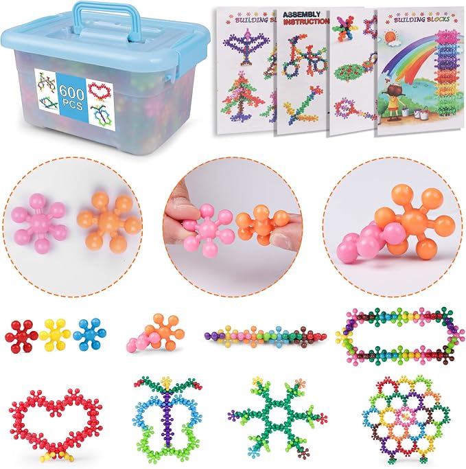 NEOACT 600 PCS Building Blocks STEM Toys, Interlocking Solid Plastic Toys | Safe Material Creativity Educational Toys Sets for Preschool Kids Boys and Girls Aged 3+