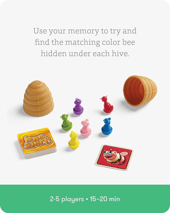 Bee Alert - A Matching Game for Kids That Tests Your Memory and Patience While Learning How to Take Turns - Educational Learning Game - 2 to 5 Players - for Kids Ages 5 & Up