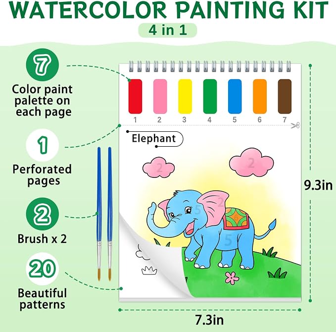 SOCOLER Paint with Water Coloring Books for Toddlers,Animal Theme Mess Free Watercolor Painting Papers for Kids Water Color Paint Kit Art Craft Gift for Ages 1-3, 4-8